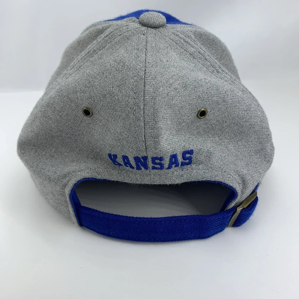 KU Kansas Jayhawks Hat Blue Gray Adidas Adjustable Strapback OSFA Baseball Cap